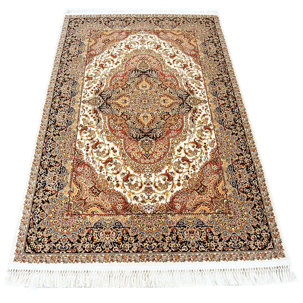 Cream & Navy Abrisham Traditional Carpet