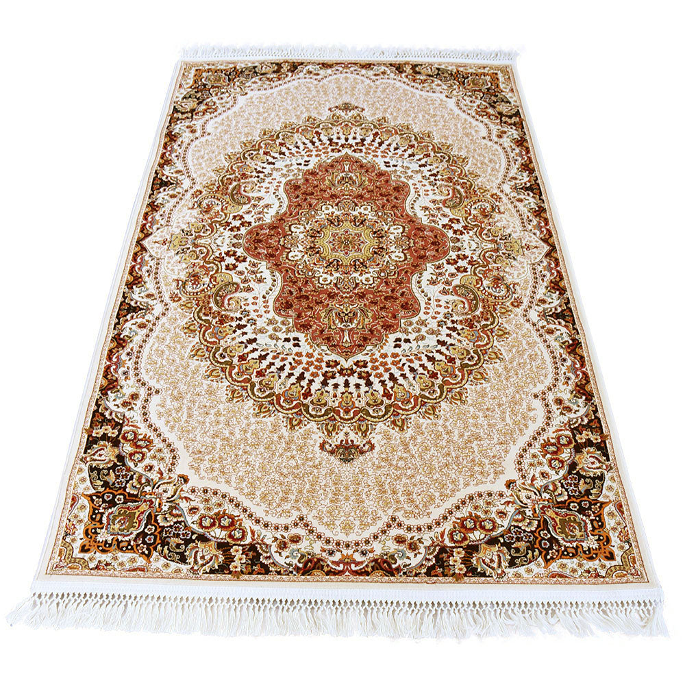 Cream & Cream Abrisham Traditional Carpet