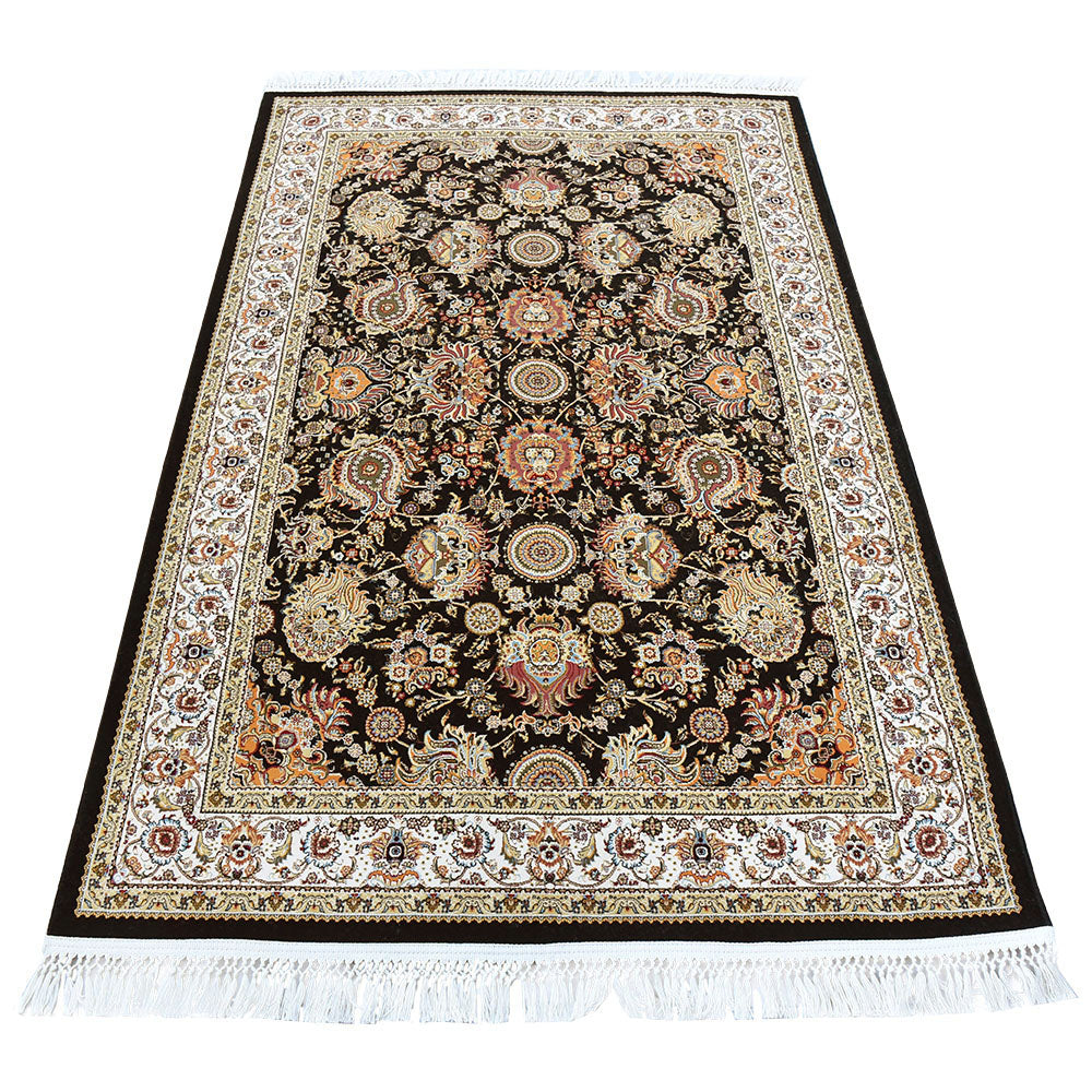Navy & Cream Abrisham Traditional Carpet