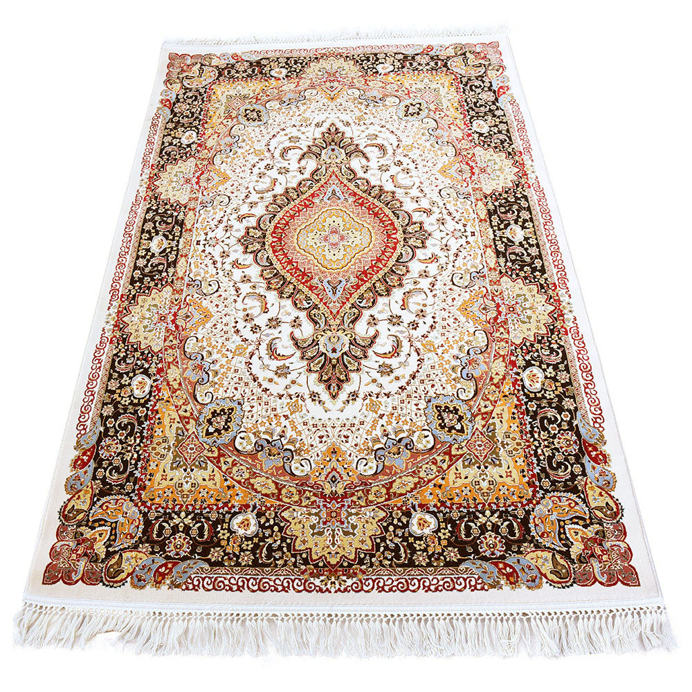 Cream & Navy Abrisham Traditional Carpet
