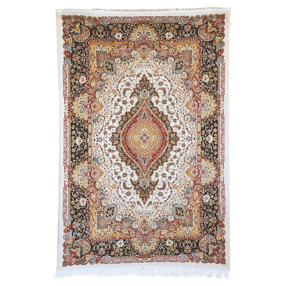 Cream & Navy Abrisham Traditional Carpet