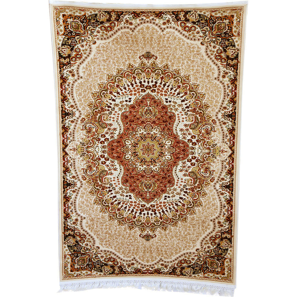 Cream & Cream Abrisham Traditional Carpet