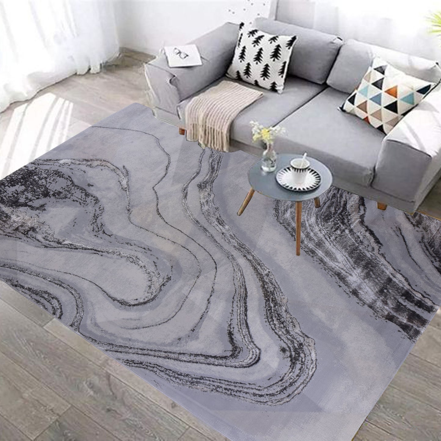L.Grey/Blue Modern Carpet