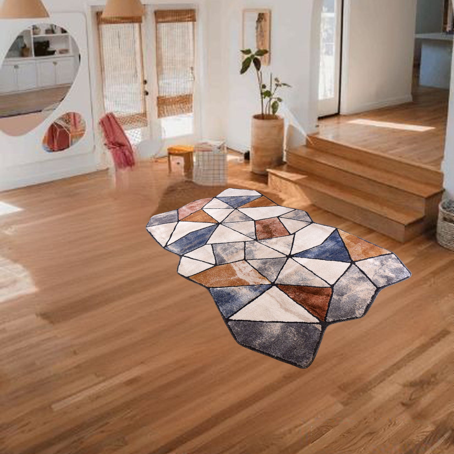 Blue/D.Grey Shaped Carpet