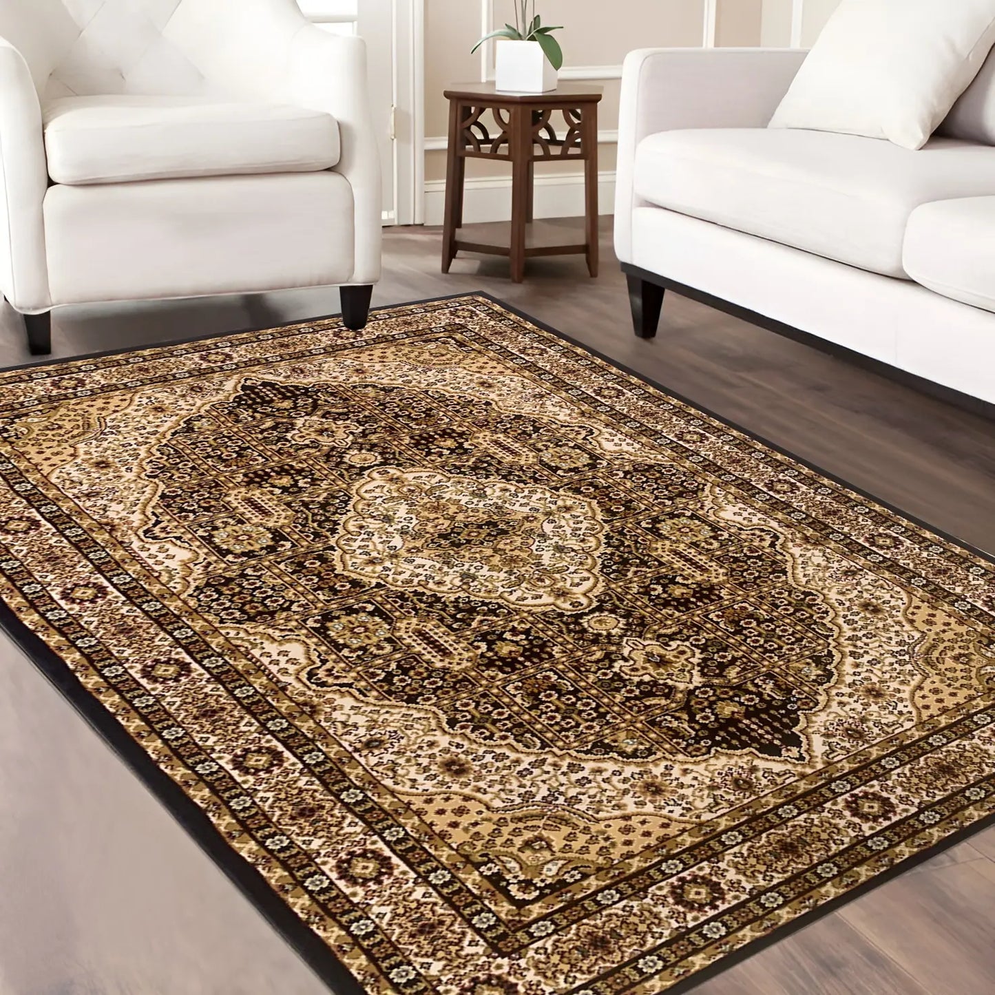 Navy & Cream Babil Traditional Carpet