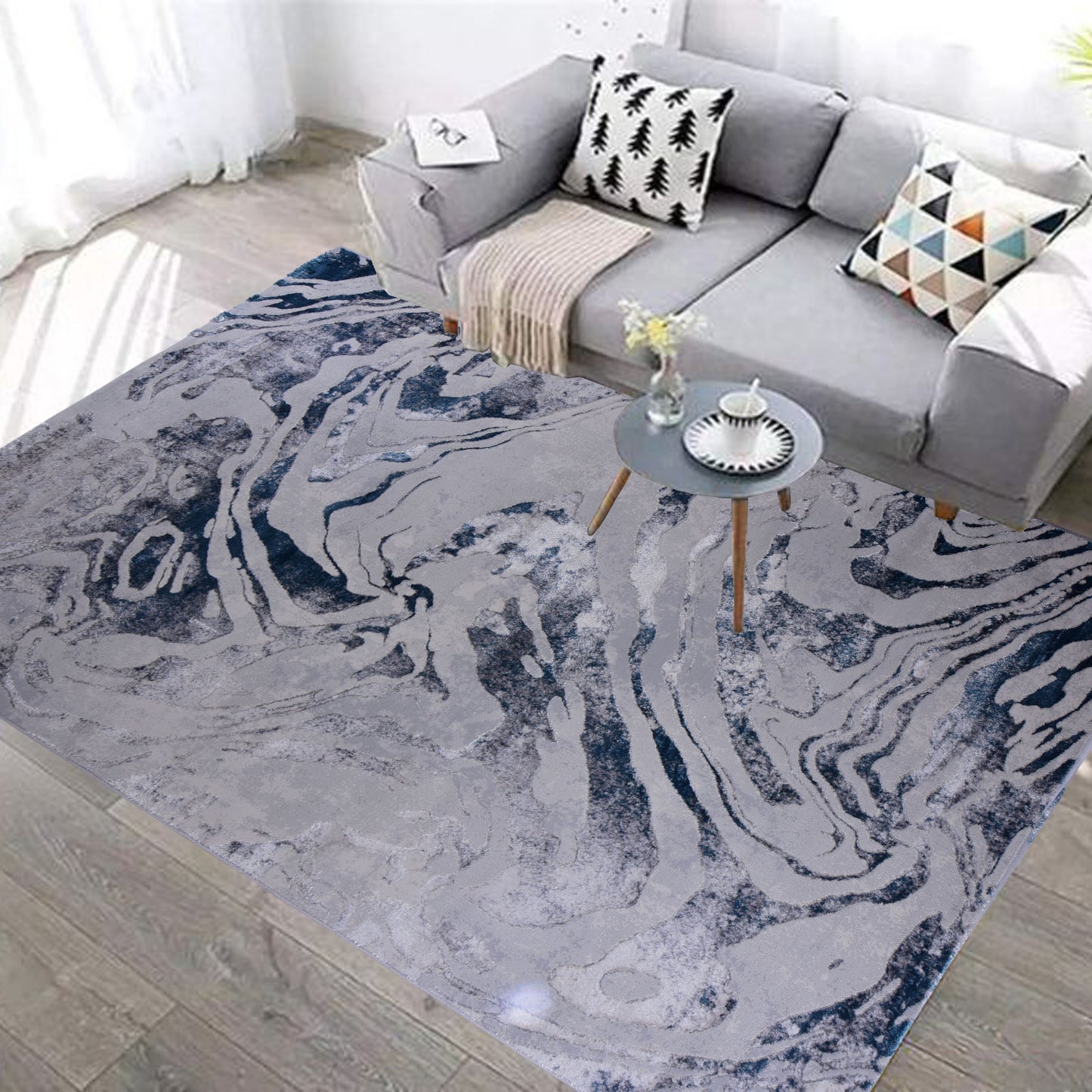L.Grey/Blue Modern Carpet