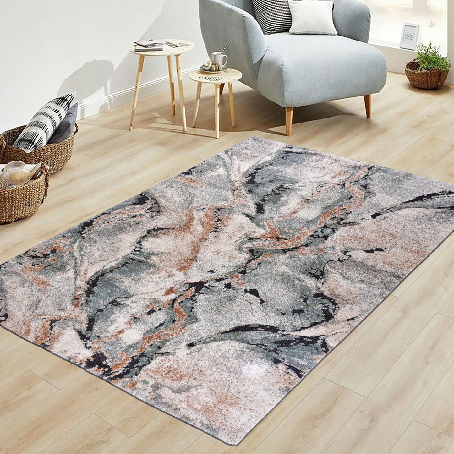 Aqua/Cream Modern Carpet