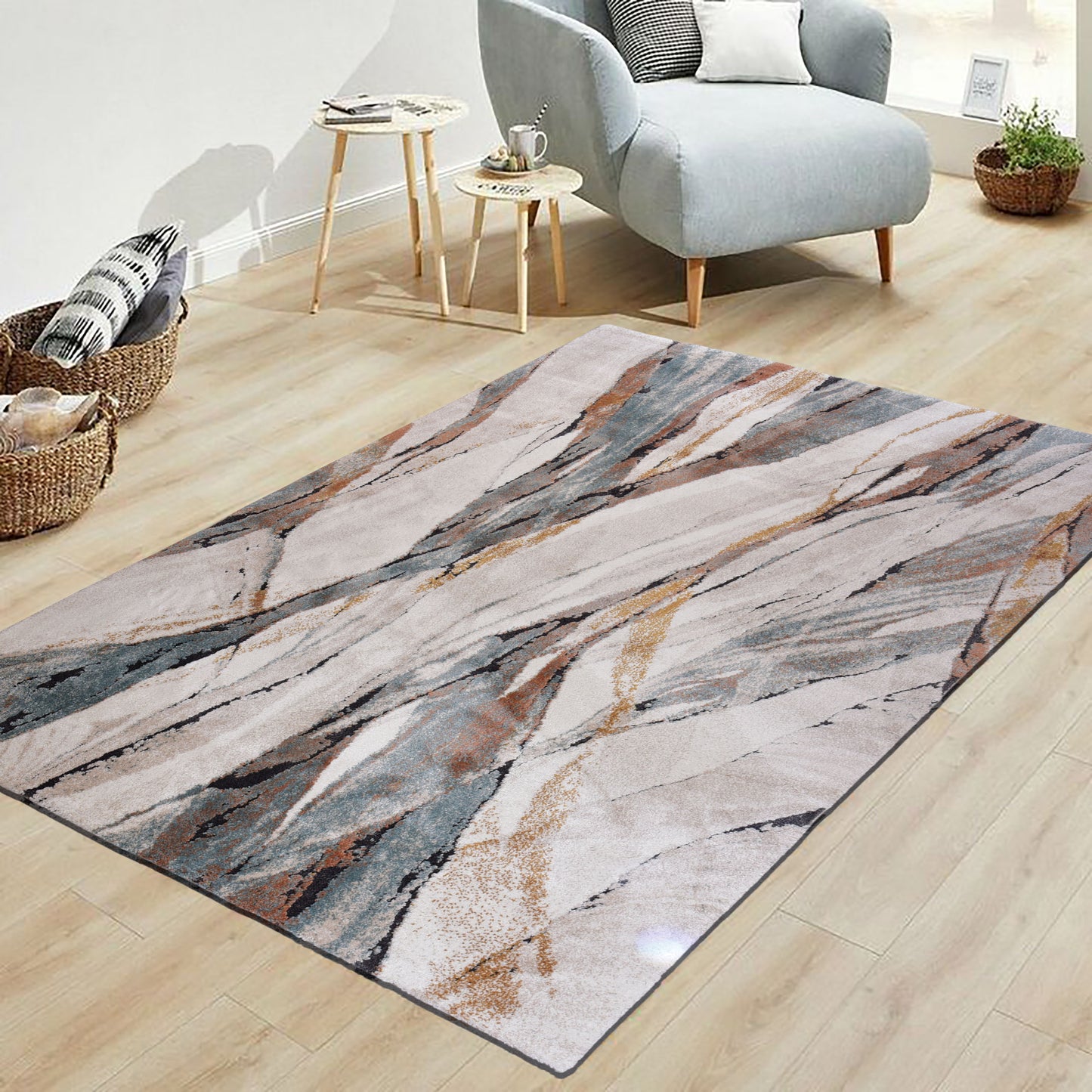 Orange/Cream Modern Carpet