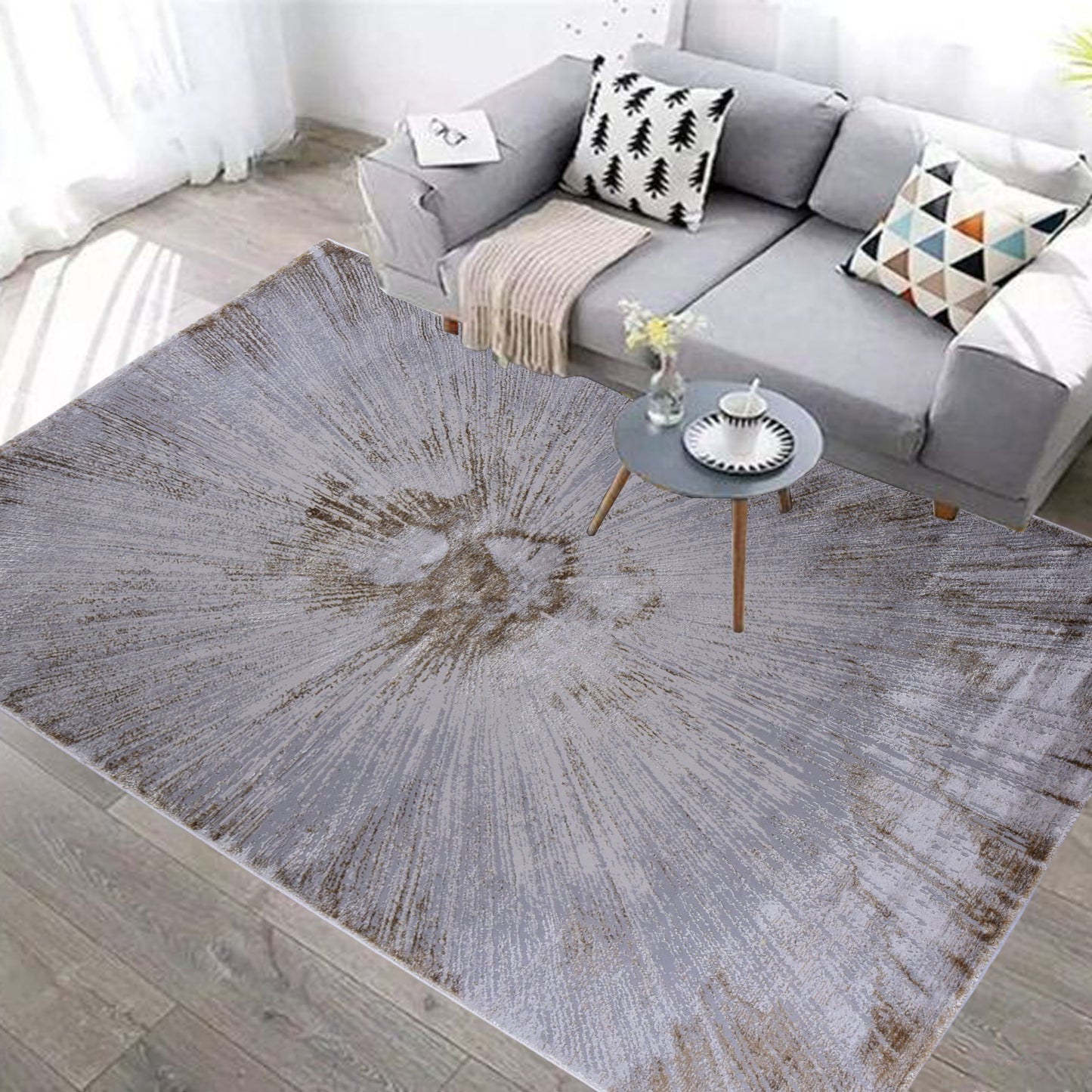 L.Grey/Gold Traditional Carpet