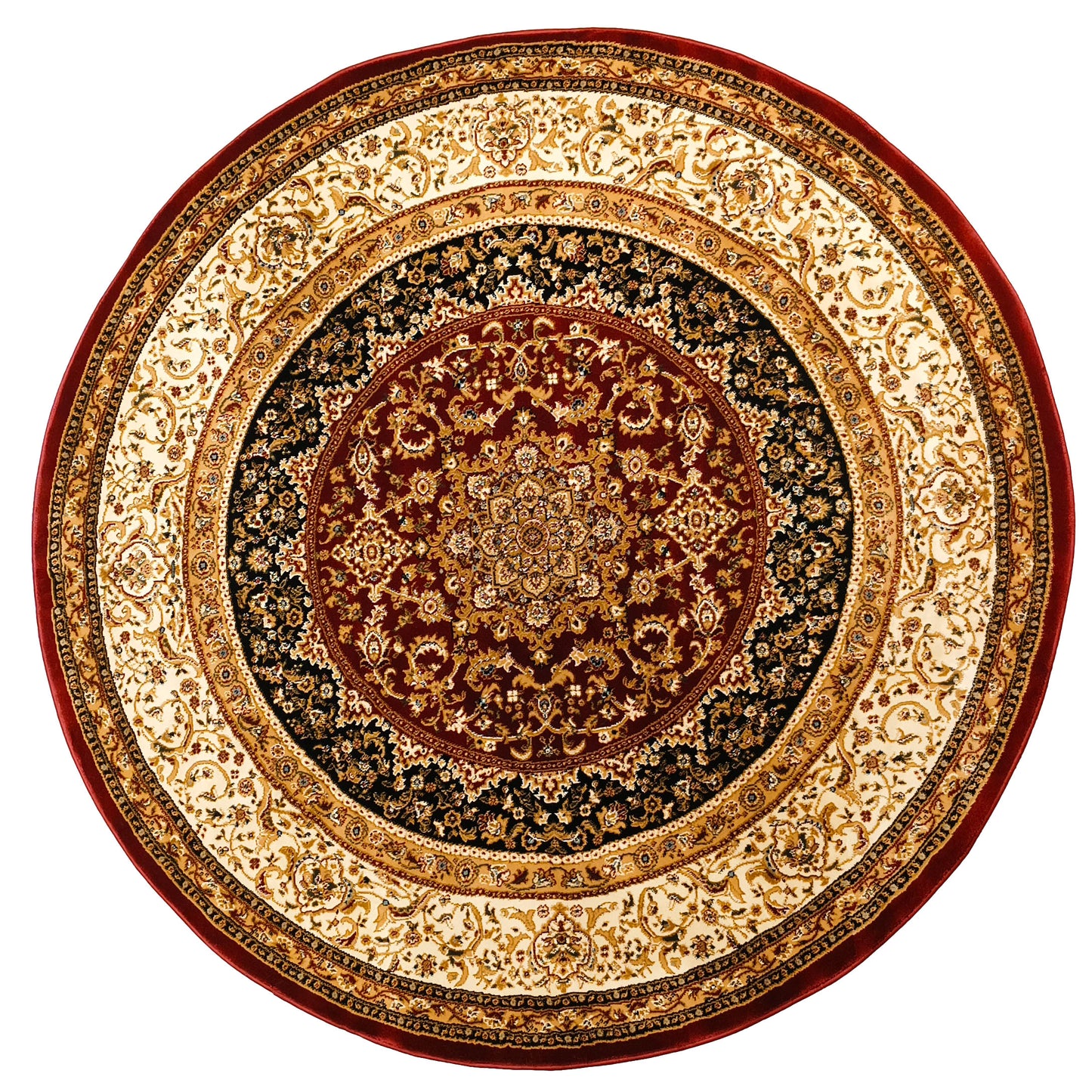 Red Cream Round Traditional Carpet