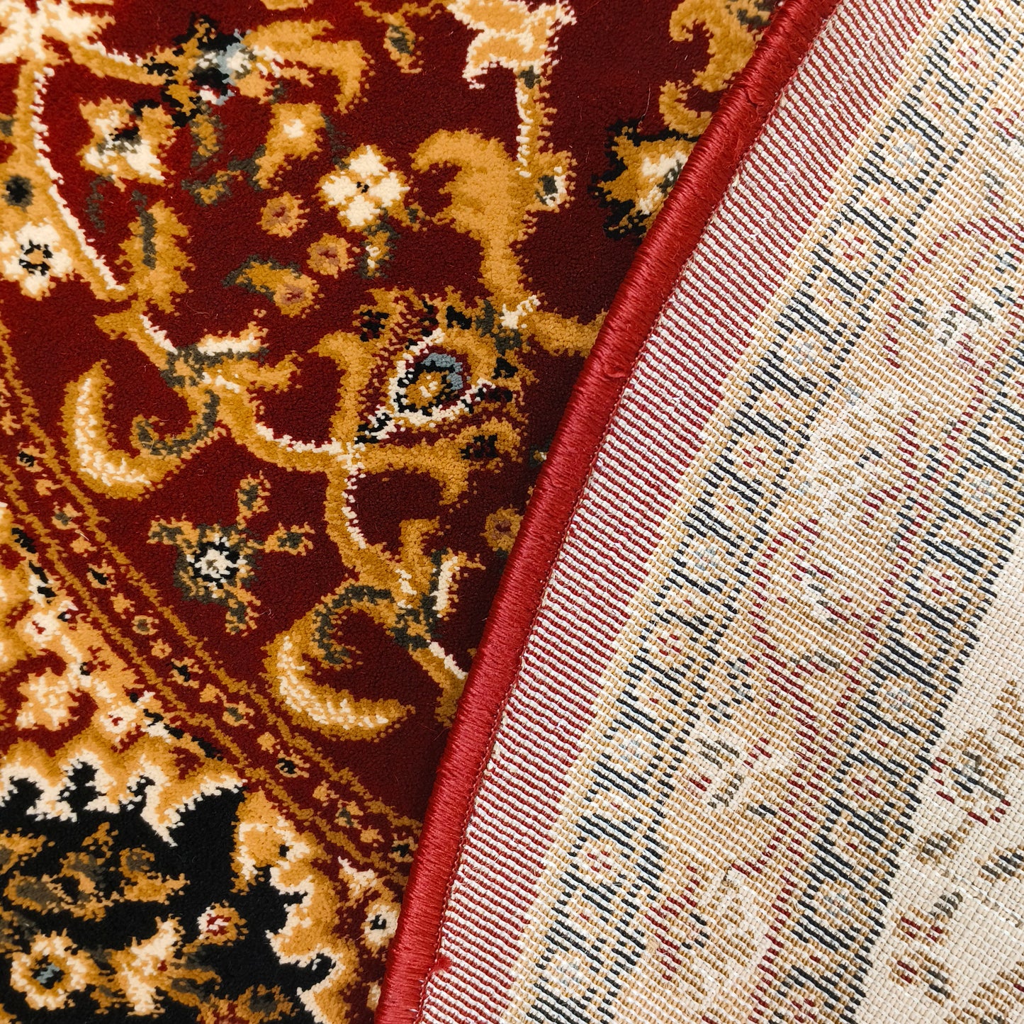 Red Cream Round Traditional Carpet