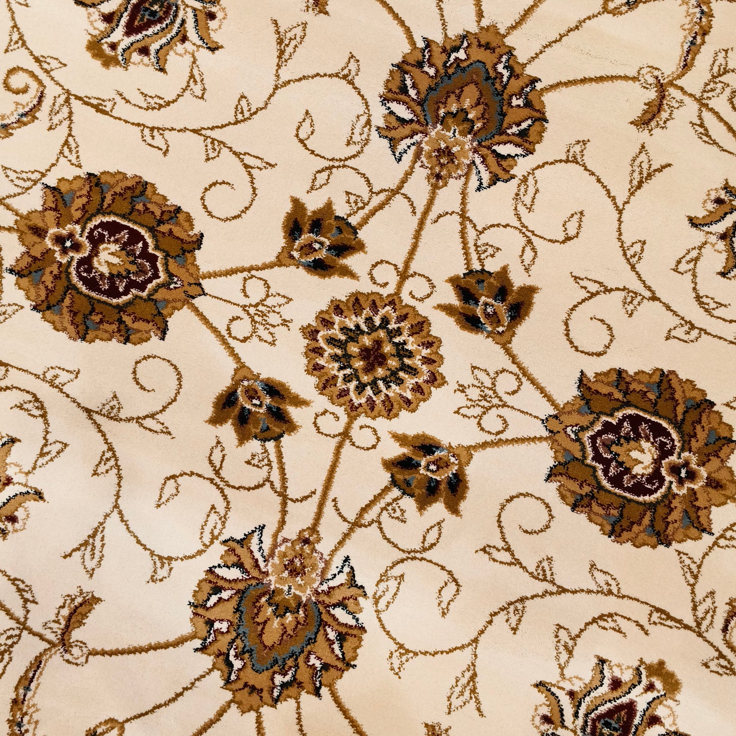 Cream Red Round Traditional Carpet