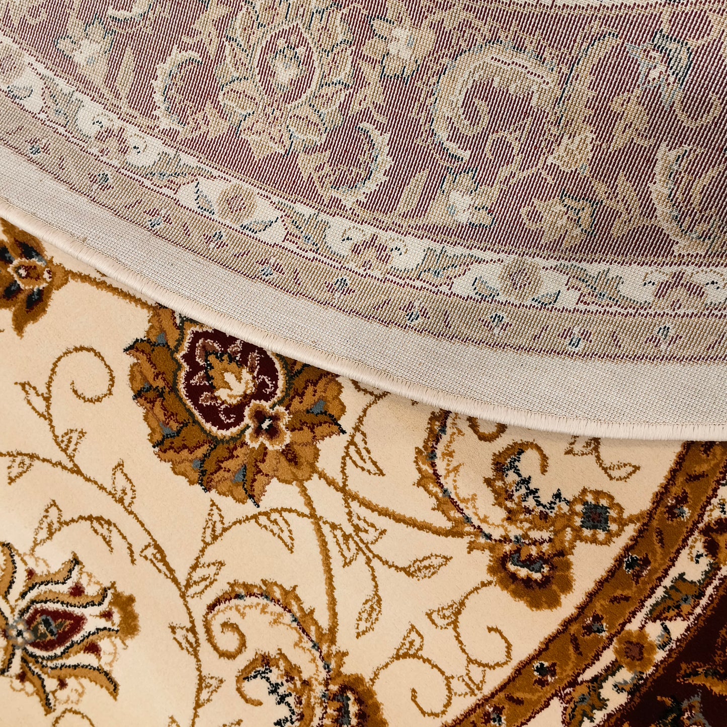 Cream Red Round Traditional Carpet