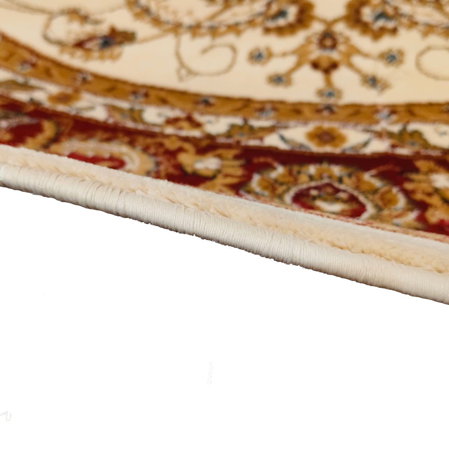 Cream Red Round Traditional Carpet