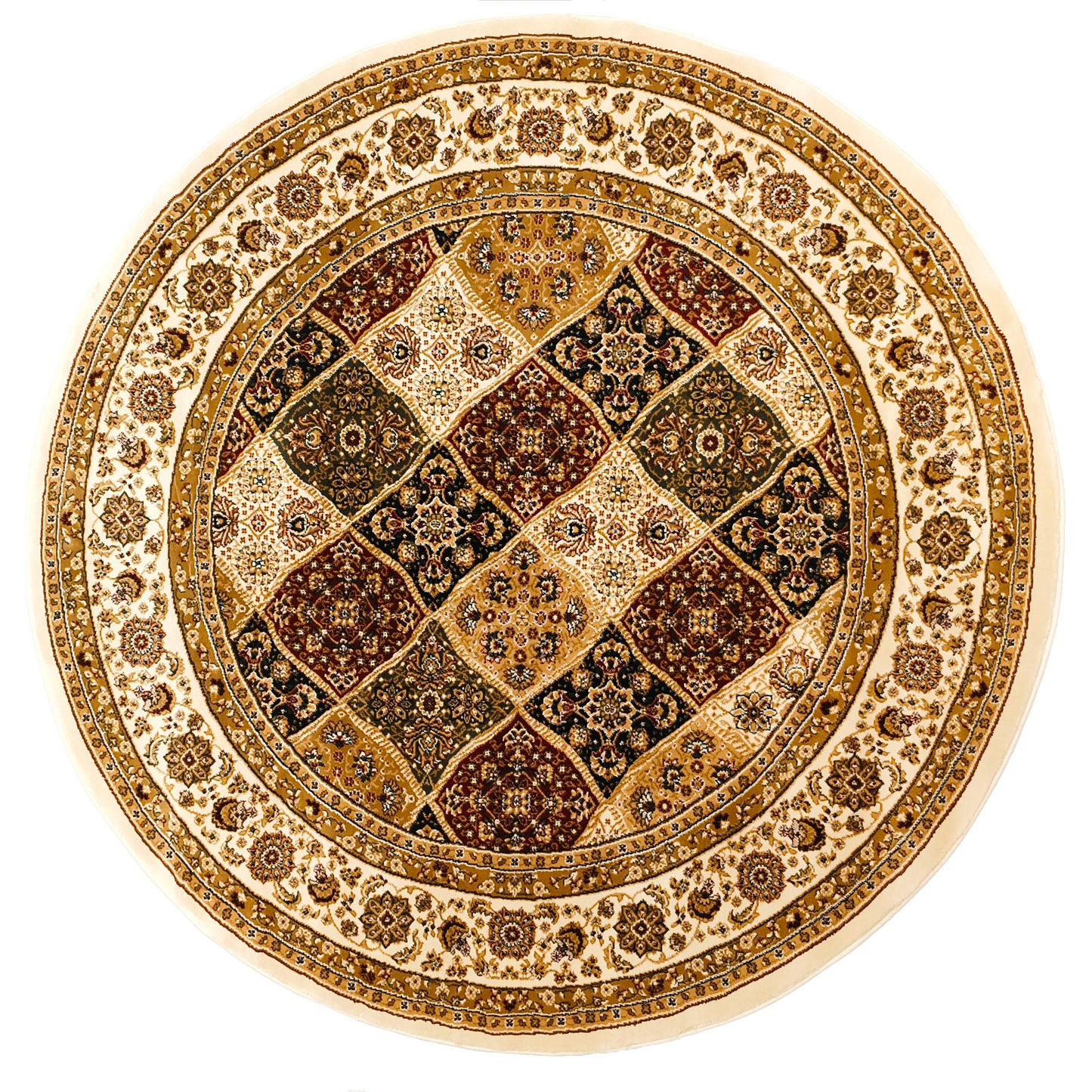 Cream Cream Round Traditional Carpet