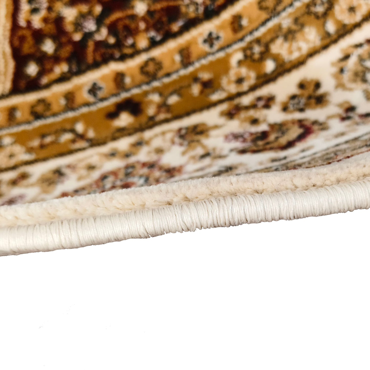 Cream Cream Round Traditional Carpet