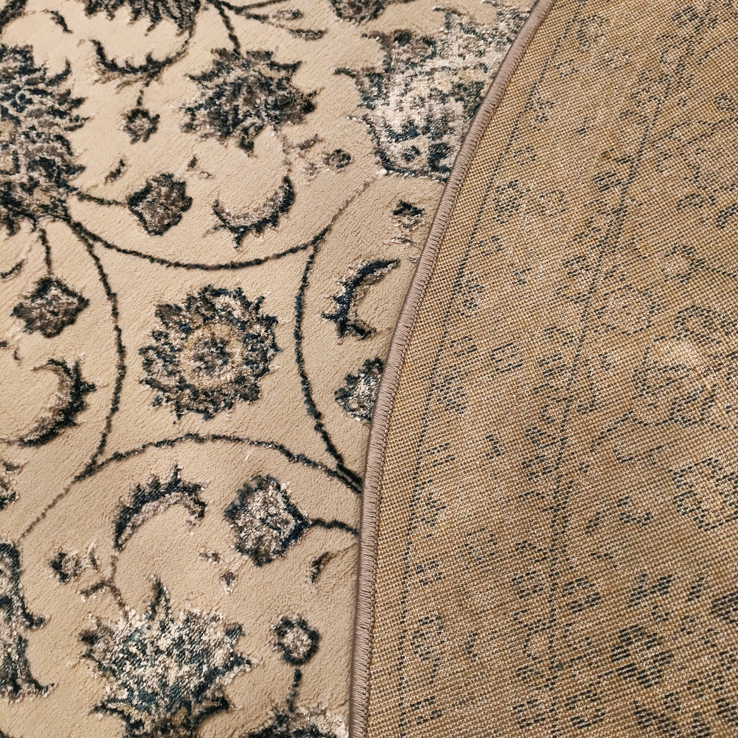 S.L.Grey P.Blue Round Carpet