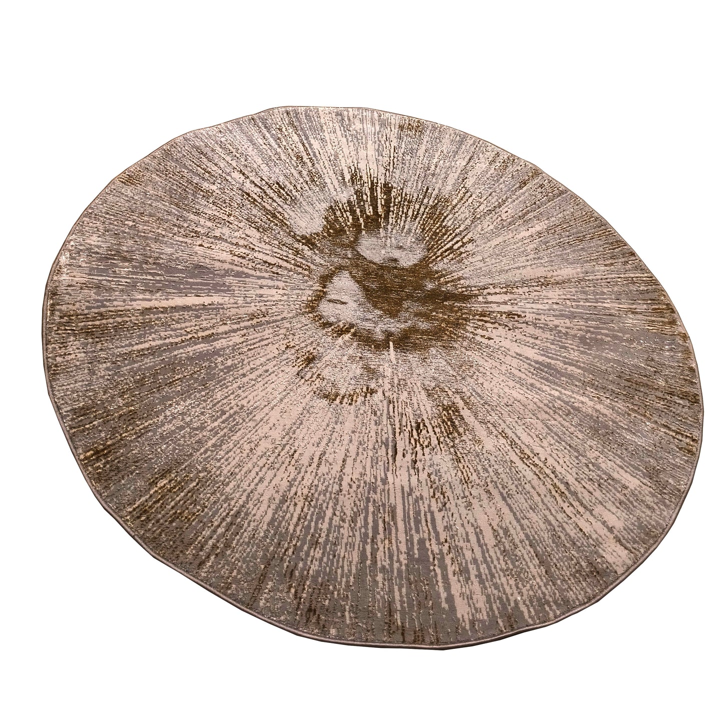L.Grey Gold Round Carpet