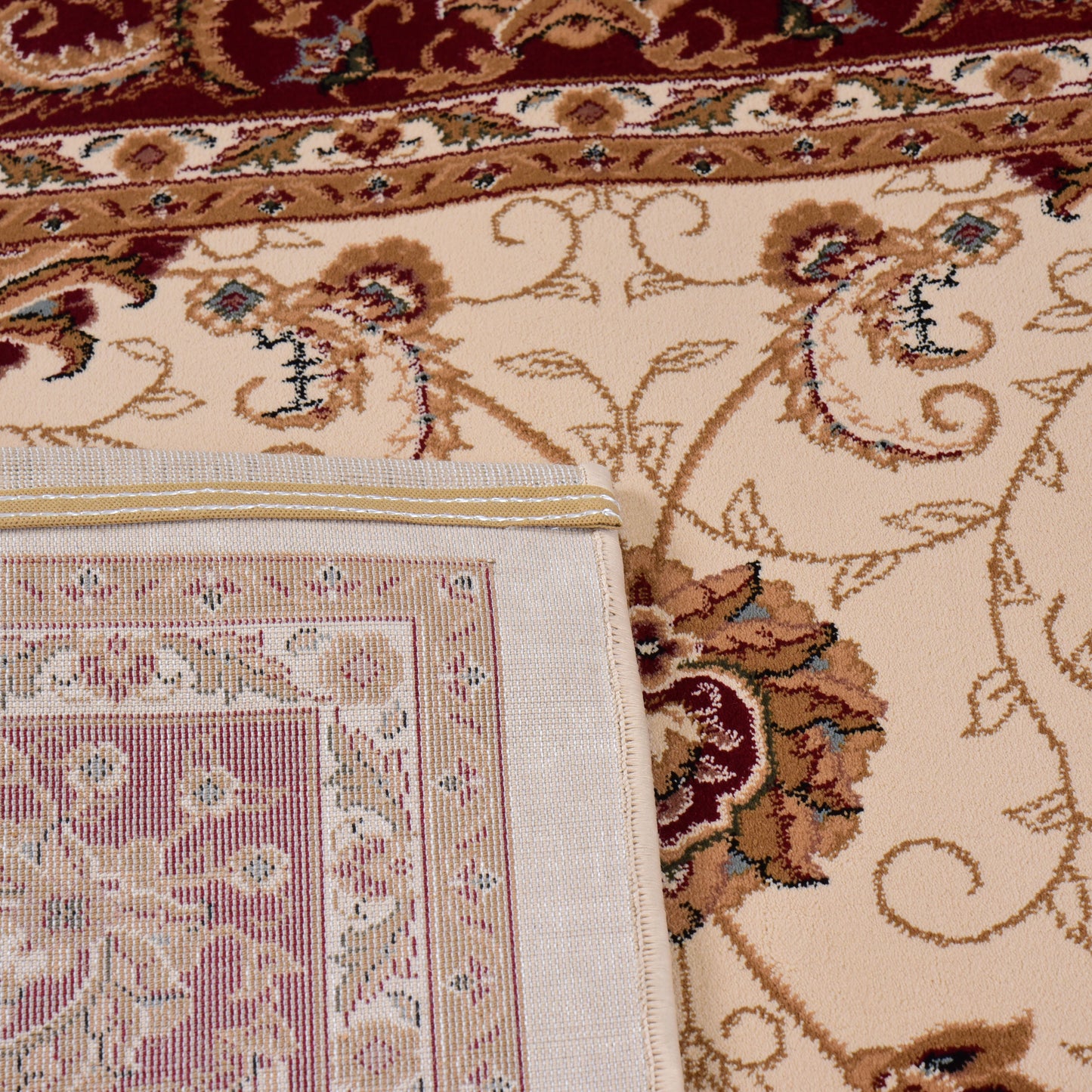 Cream/Red Traditional Carpet