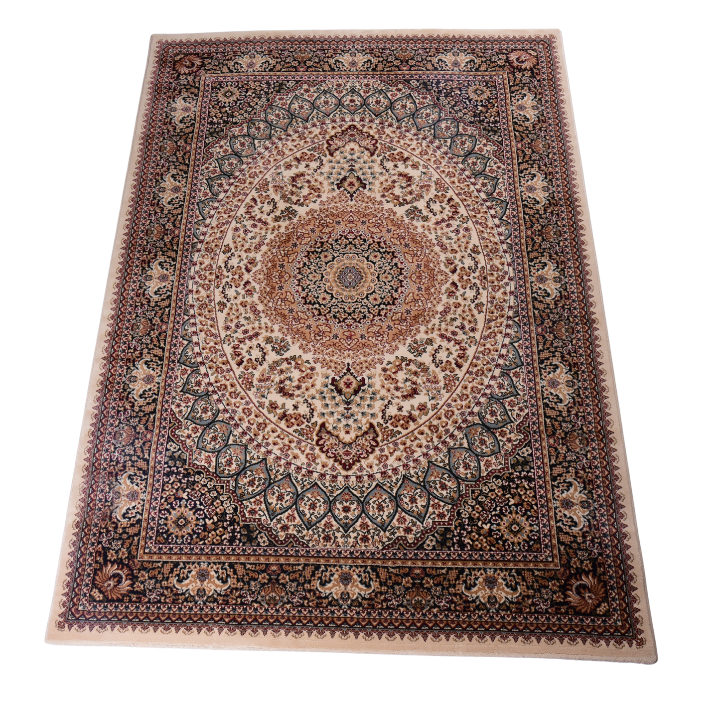 Cream/Black Traditional Carpet