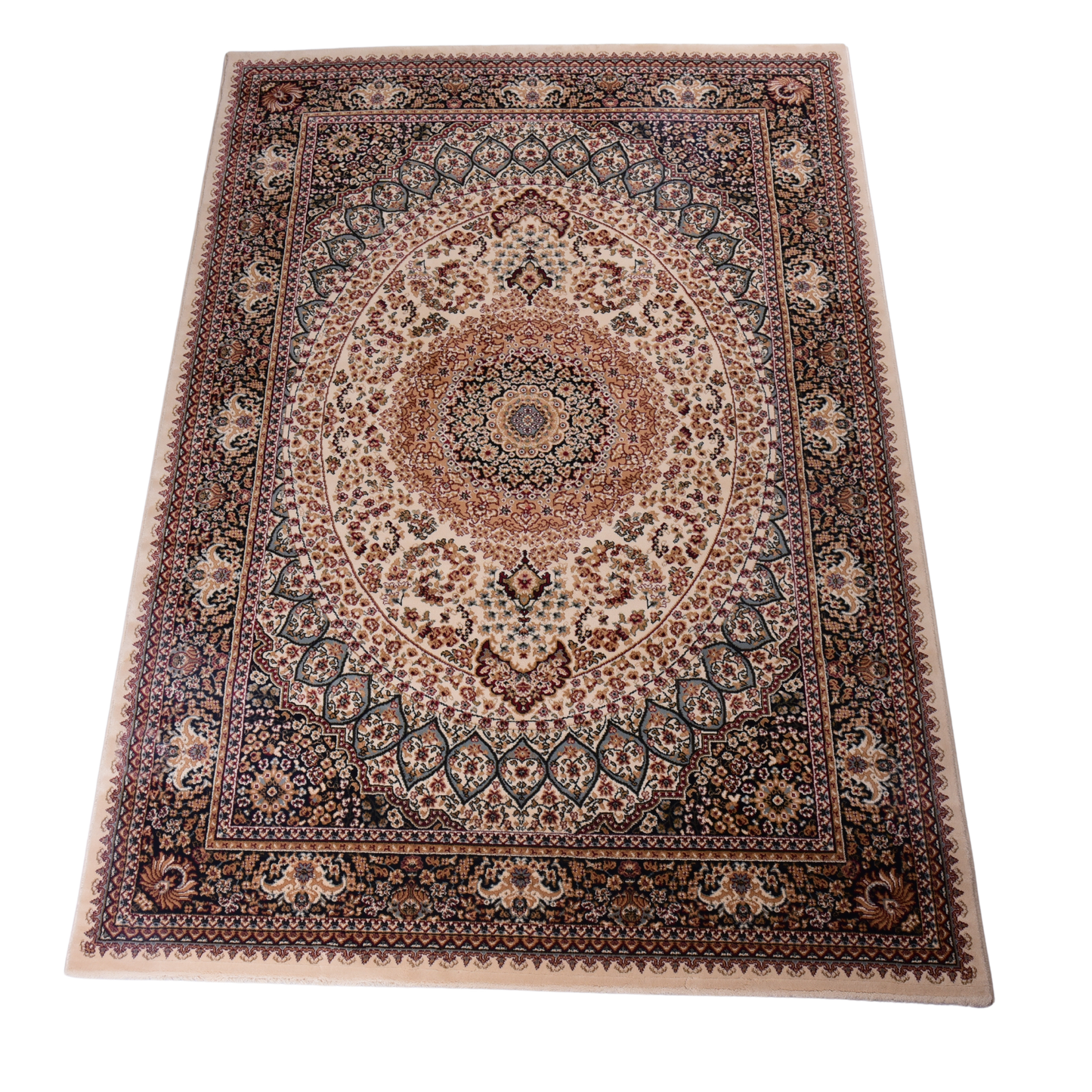 Cream/Black Traditional Carpet