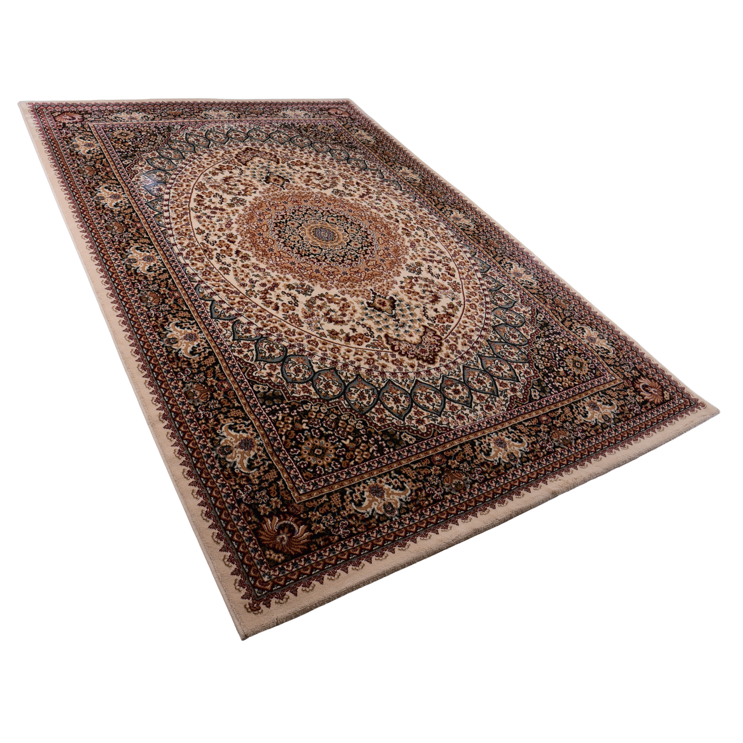 Cream/Black Traditional Carpet
