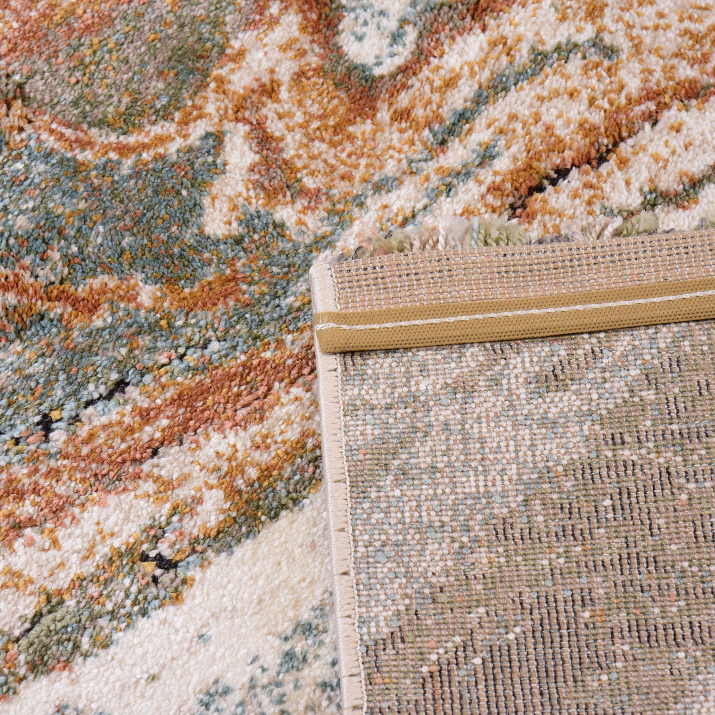 Orange/ Cream Modern Carpet