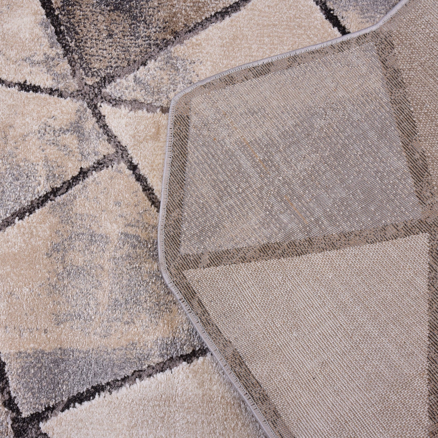 Grey/Cream Shaped Carpet