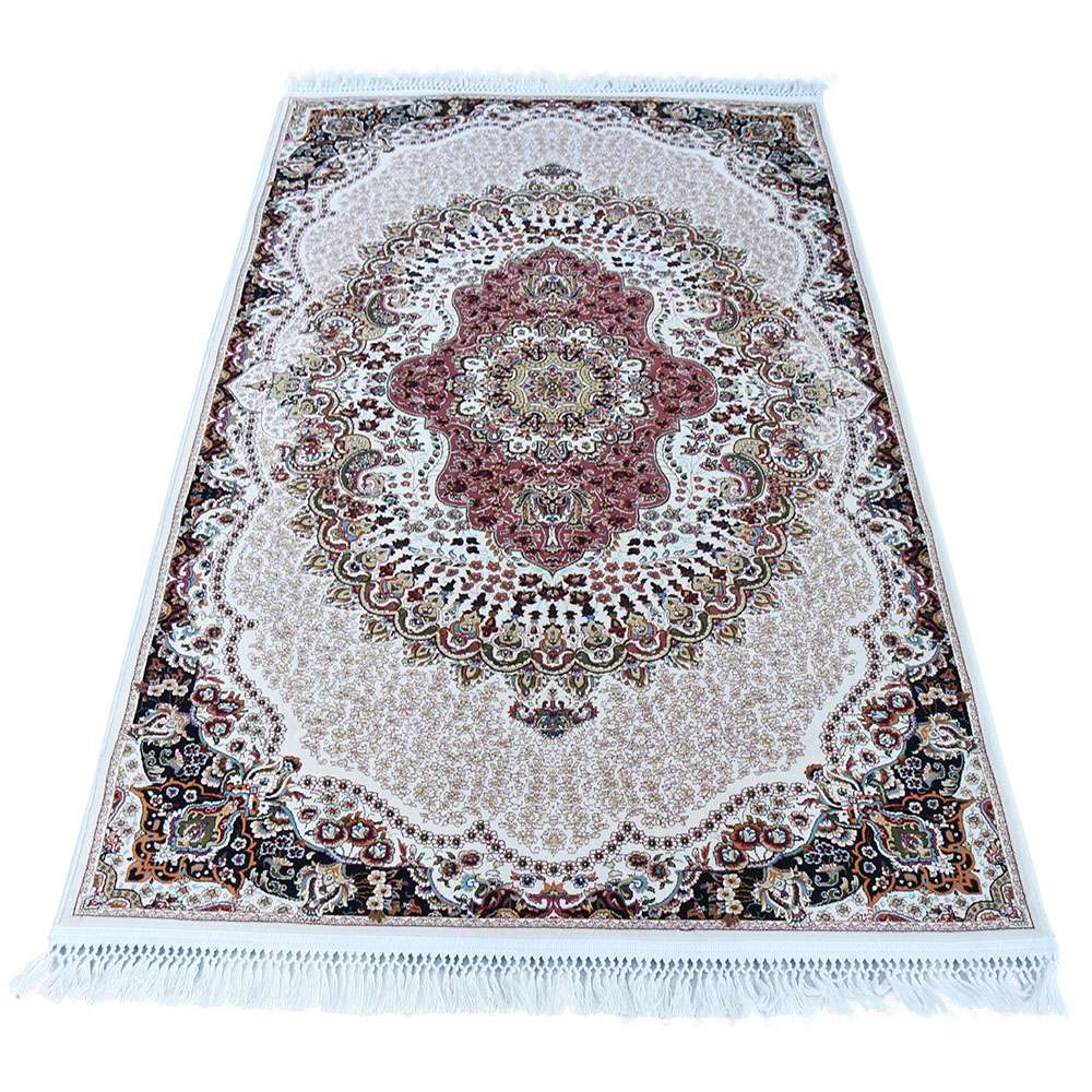 Cream & Cream Abrisham Traditional Carpet