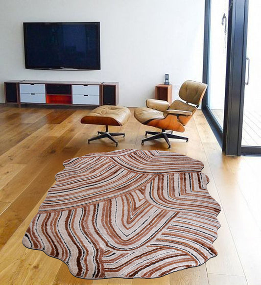 D.Orange/Cream Shaped Carpet