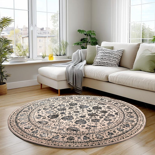 S.L.Grey P.Blue Round Carpet