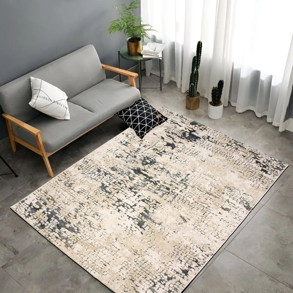 Beige & Blue Moscow Modern Carpet