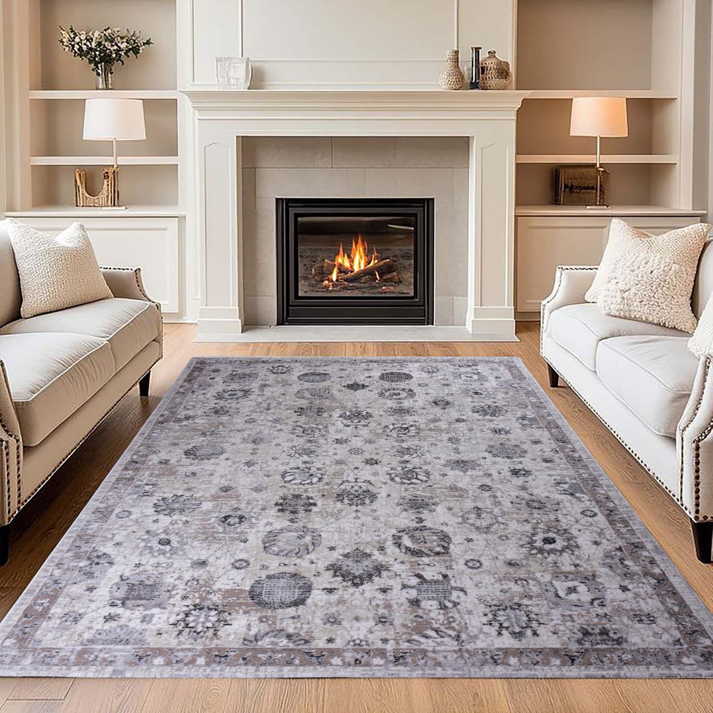White/Blue Modern Carpet