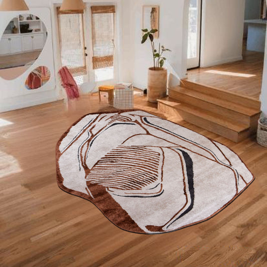 Cream/D.Orange Shaped Carpet