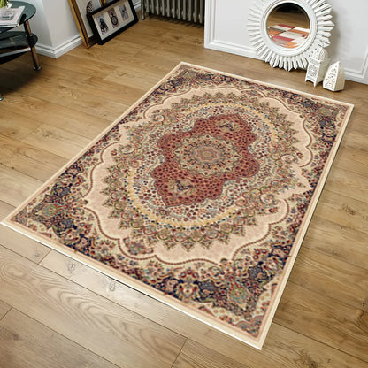 Cream & Cream Abrisham Traditional Carpet