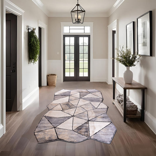 Grey/Cream Shaped Carpet