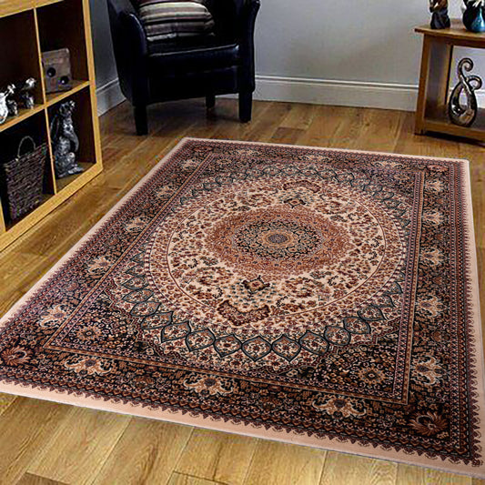 Cream/Black Traditional Carpet