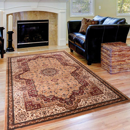 Beige/Cream Traditional Carpet