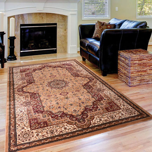 Beige/Cream Traditional Carpet