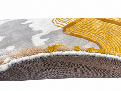 Galicha Modern Abstract Hand-Tufted Rug – Gold & Grey Designer Carpet
