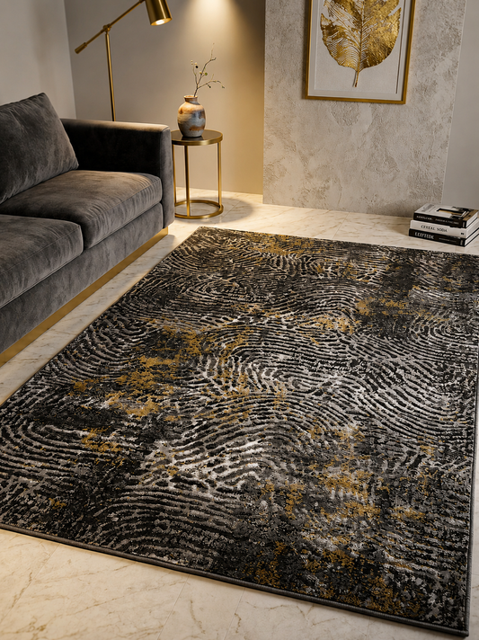 Modern Grey Abstract Carpet for Living Room 5x7 | Lara Collection | Soft Polypropylene Area Rug by Galicha