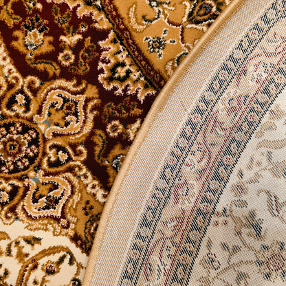 Brown Brown Round Traditional Carpet