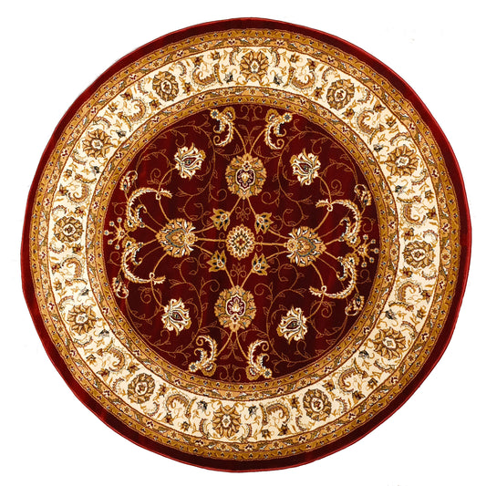 Red Cream Round Traditional Carpet