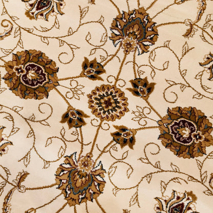 Cream Red Round Traditional Carpet