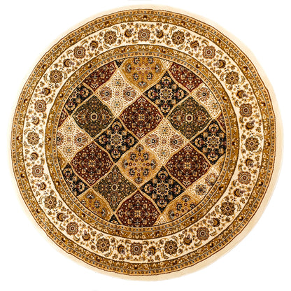 Cream Cream Round Traditional Carpet