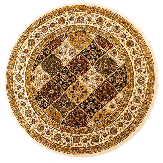 Cream Cream Round Traditional Carpet