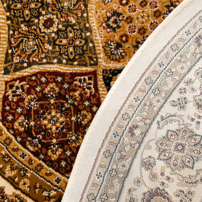 Cream Cream Round Traditional Carpet