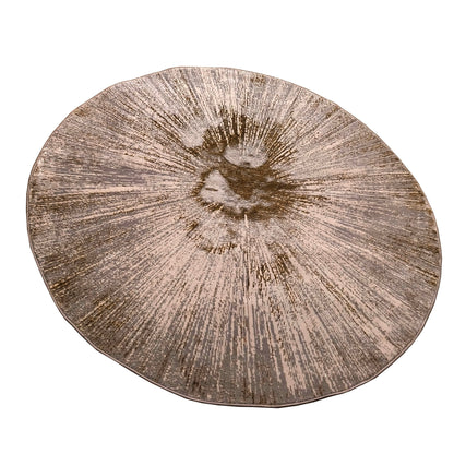 L.Grey Gold Round Carpet