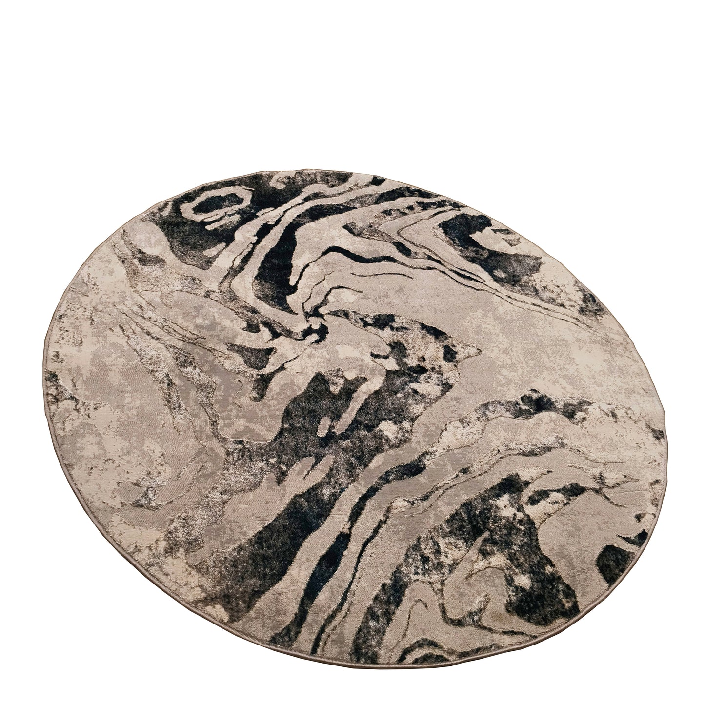 S.L.Grey P.Blue Round Carpet