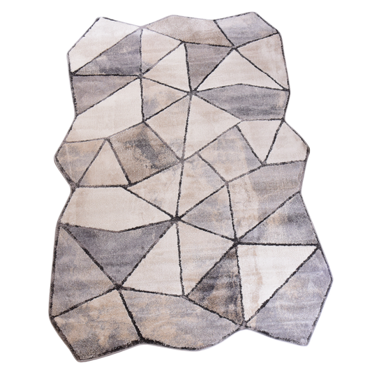 Grey/Cream Shaped Carpet